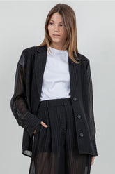 Lightweight Lurex Accent Woven Blazer Jacket